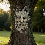 Tree Face Garden Statues Outdoor Decoration Clearance, Whimsical Old Man Face for Tree Hugger Sculpture, Wallmount Statue Fairy Art with Beard, Yard Fence Hanging Decor, 6.9" x 2.8" x 9.8"