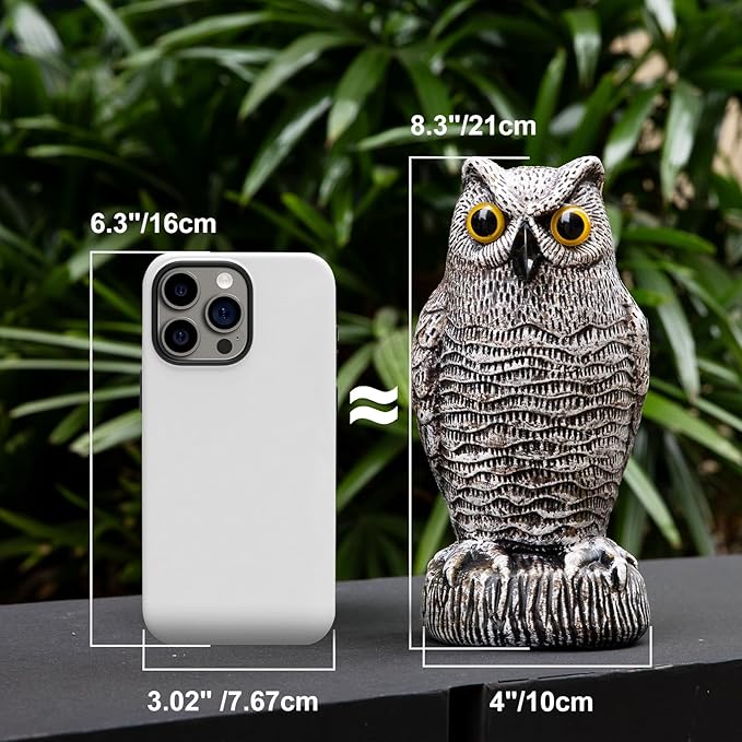 OFFO Owl Statue, Plastic Owls Scarecrow for Halloween Decorations Outdoor Garden, Yard, Pool Decoration, 8.3 in Height, Brown
