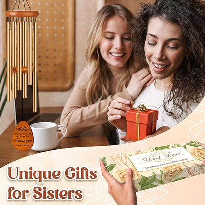 Mothers Day Sister Gifts, Sister Birthday Gifts, I Love You Sister Wind Chimes for Bestie, Big Little Sister, Best Sisters Gift Ideas for Christmas Birthday Wedding Graduation Valentine