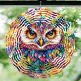 10 Inch 3D Owl Wind Spinner, Laser Cut Metal Hanger Kinetic Wind Rustproof Sculpture for Garden Yard Art Lawn Balcony Window Porch Outdoor Indoor Decor