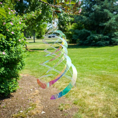 In the Breeze 9161 — Iridescent Crystal Spinner — Suncatcher Wind Spinner for Yards and Gardens, Humane Animal Deterrent…