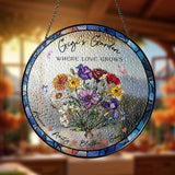 NAZENTI Custom Family Birth Flowers Glass Suncatcher, Personalized Stained Glass Window Hanging Suncatcher with Kids Name, Gifts for Mother's Day, Personalized Gigi Flower Garden