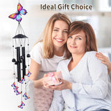 39" Butterfly Wind Chimes for Outside, Balck Metal WindChimes Suitable for Patio, Garden Hanging Decorations, Butterfly Gifts for Birthday Mother’s Day