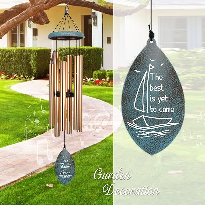 ASTARIN Personalized Happy Retirement Gift, Custom Retirement Wind Chimes for Women Men, 35" Large Deep Tone Wind Chime Retire Gifts for Teacher Co-Workers Boss Friends Parents(Produced in USA)