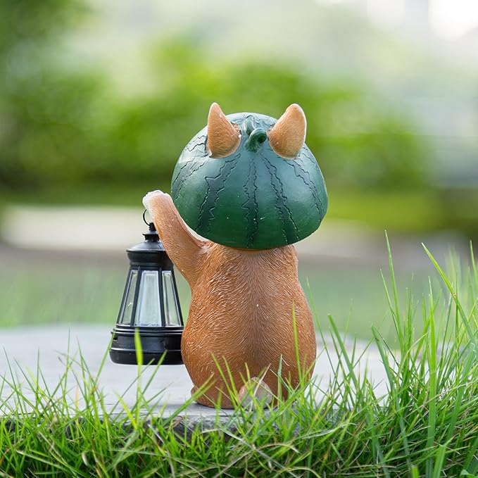 Garden Bunny Lantern, Decorative Orange Rabbit Figurine, Garden Statues Rabbit with Solar Lantern Outdoor Decor-Rabbit Solar Figurines Lights Decorations for Patio Yard