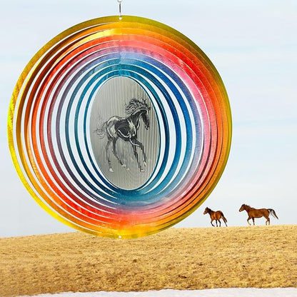 Aoedelyart 3D Animations Horse Wind Spinner for Yard and Garden,12Inch Wind Spinners Outdoor Horse Memorial Gift for Women Mom Grandma Wife,Garden Decor Metal Kinetic Yard Art Wind Sculpture