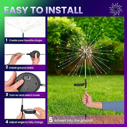PEVOROS Garden Decor Solar Lights Outdoor,4 Pack 120LED Waterproof Colorful Solar Garden Lights Your Outdoor Decoration,Yard, Patio, Porch,Flower Pot,Pathway,Christmas (Purple, Green, Yellow)