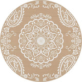 Pauwer Waterproof Outdoor Rug 6ft, Reversible Plastic Straw Patio Camping Rug, Indoor Outdoor RV Mat Carpet for Deck, Camper, Porch, Balcony, Backyard, Picnic, Boho Brown