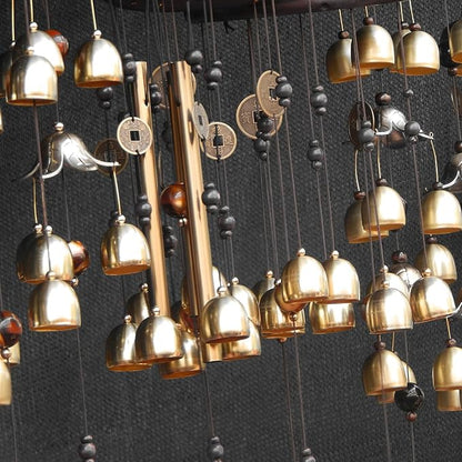 PATIKIL 6 Pcs Wind Chime, Hanging Bells Temple Bells Retro Outdoor Hanging Metal Chinese Wind Chime Round for Outside Garden Camping, Silver Red