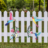 Seenelling 4 Pack Metal Hummingbird Wall Art Decor 3D Colorful Birds Outdoor Fence Decorations for Patio and Yard, Wall Sculpture Hanging Decor for Garden Living Room Balcony, Home Gift