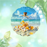 10x10 Inch Wind Spinner Outdoor Hanging Beach Bottle Shell Starfish Metal Kinetic Spiral Ornament for Yard Garden Patio Porch Balcony Tree Window Decor Gift