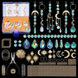 DIY Suncatcher Making Kits, 200 pcs Gold Crystal Sun Catchers Crafts with Hooks Chains Pendants Rainbow Maker for Window Hanging Prism Indoor Outdoor Garden Party Decor
