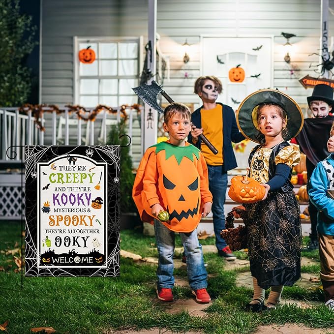 OHOME Halloween Party Decorations - Welcome Garden Flag | Halloween Decorations for Outdoor Indoor Outside - Trick or Treat Banner for Garden Porch Patio Lawn Yard Party Favors Supplies,12x18 Inch
