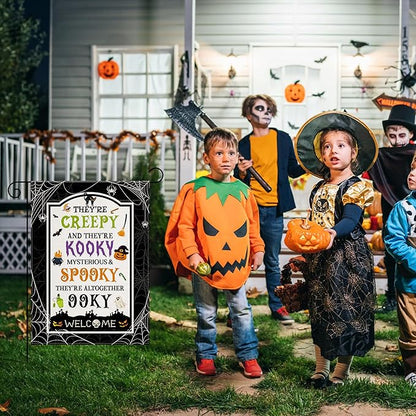 OHOME Halloween Party Decorations - Welcome Garden Flag | Halloween Decorations for Outdoor Indoor Outside - Trick or Treat Banner for Garden Porch Patio Lawn Yard Party Favors Supplies,12x18 Inch