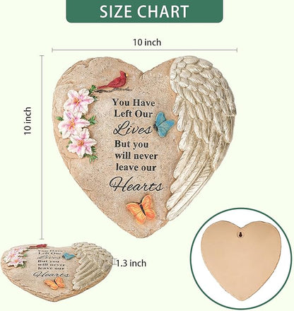 Memorial Garden Stones with Heartfelt Quote, Sympathy Gifts for Loss of Loved One, Bereavement Memorial Statue for Outdoor or Indoor Decor, Waterproof Stone for Grave Decoration(10 Inch)