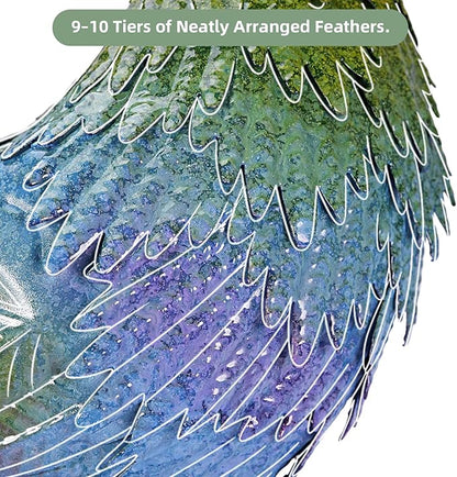 13.4" Metal Blue Chicken Garden Sculptures & Statues for Outdoor Garden Decorations ,Hen Statue for Home Decor, Gradient Impressionist Colors, Handmade Gift for Grandma, Gardener Christmas Holiday