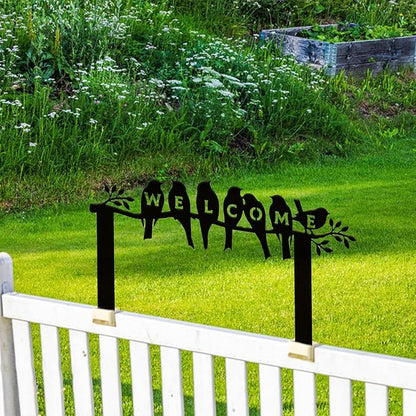 SUPERDANT Bird Welcome Metal Garden Decor Bird on a Branch Outdoor Garden Ornament Black Silhouette Outdoor Decor Animal Yard Stakes Decorative Metal Wall Art for Lawn Patio Gift for Gardeners