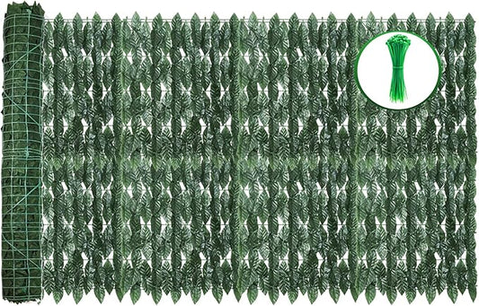 240x40inch Artificial Ivy Privacy Fence Wall Screen, Faux Greenery Backdrop Ivy Vine Leaf Hedges Fence Panels for Patio, Balcony, Garden, Backyard Indoor Outdoor Decor