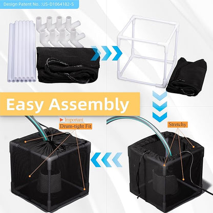 Fineday Pond Filter, Anti-Clogging Cube Outdoor Mesh Water Pump Barrier Bag Box Basket (5 inch)