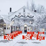 10-Piece Christmas Candy Yard Signs with Stakes Decorations – 10 Assorted Designs 14 Inches Large Peppermint and Lollipop Signs for Outdoor Garden and Lawn Holiday Party Favor