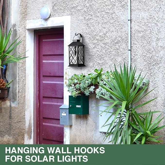 YBW ROBLUX 2 pcs Hanging Wall Hooks for Decorative Candle Lanterns,Outdoor Solar Lanterns,Decor Ligths,Jar Sconce,Wind Chime,Bird Feeders,Outdoor or Indoor Small Plant Bracket Hooks Black (5.11-Inch)