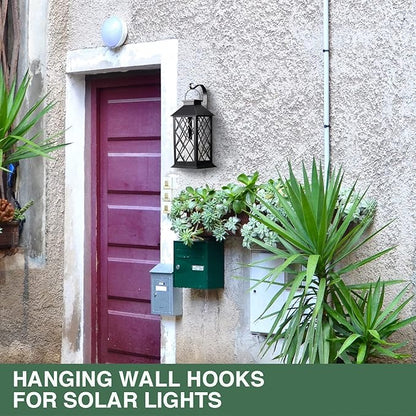 YBW ROBLUX 2 pcs Hanging Wall Hooks for Decorative Candle Lanterns,Outdoor Solar Lanterns,Decor Ligths,Jar Sconce,Wind Chime,Bird Feeders,Outdoor or Indoor Small Plant Bracket Hooks Black (5.11-Inch)