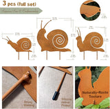 3pcs Metal Yard Art,Snail Garden Decor, Outside Lawn Ornaments Porch Backyard Sculpture, Patio Lawn Garden Yard Decorations