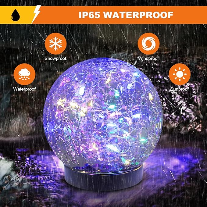 MLKNK Solar Globe Lights Outdoor Waterproof-Solar Balls-Solar Garden Lights-Orbs for Outside 6 Pack Cracked Glass Ball for Lawn Patio Yard Backyard Decorations