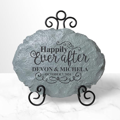 Let's Make Memories Personalized Just Married Garden Stone - for Newlyweds - Customize with Names & Date - Outdoor Décor
