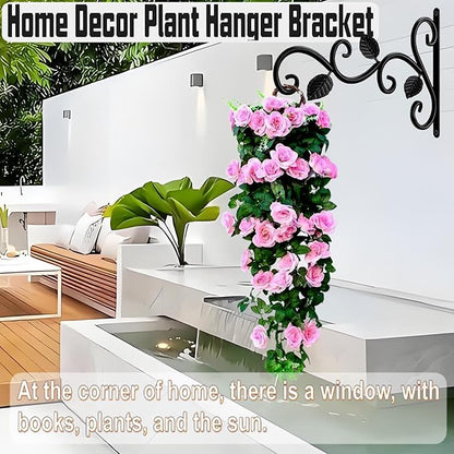 Plant Hanging Bracket, 10 inch Wall Mount Plant Hanger Outdoor Indoor, Decorative Outdoor Hanging Plant Bracket Hooks for Planter Flower Bird Feeder Lanterns Wind Chimes 2 Count