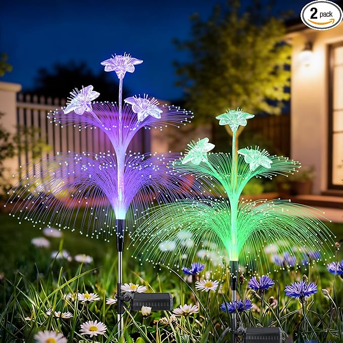 Solar Jellyfish Lights Outdoor - Waterproof LED Color Changing Garden Decor Hanging Lights, Auto-On/Off Solar Powered Yard Ornaments for Patio, Lawn, Festival Decoration (2 Pack)