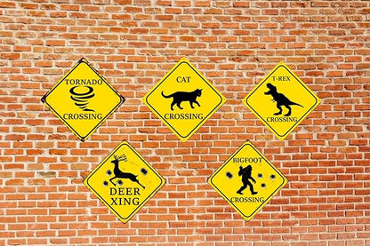 TOMATO FANQIE Funny Metal Warning Tornado Crossing XING Tin Sign Wall Décor Man Cave Bar Yard Decoration Signs Outdoor & Indoor Aluminum Metal Tin Sign 12" x12"