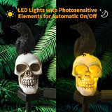 QH & Garden Halloween Outdoor Decoration Solar Lights, Waterproof Ghost Lights, Skull Solar Garden Statue with Black Crow on Skull, Skeleton Stakes with LED, Stunning Halloween Decorations