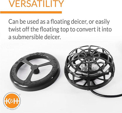 K&H Pet Products Pond Heater for Outdoor Ponds with Fish, Deluxe Thermo-Pond Perfect Climate Deicer, Winter Oxygen Exchange for Live Fish, Thermostatically Controlled, Safety Listed - 7in 750W