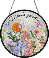 Family Birth Flowers Stained Glass Window Hanging Flower Mom Garden Sun Catcher Decor Gifts for Mom Christmas Suncatchers for Home Windows Hanging Decoration, 7.87inch