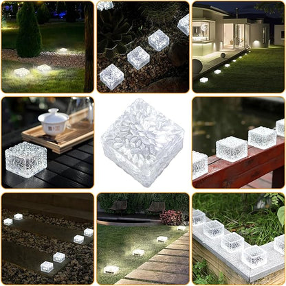 JKIMK Solar Brick Lights Outdoor Waterproof Patio Brick Lights Garden Decor for Outside 3 Packs for Patio,Yard,Walkway,Pathway Decor