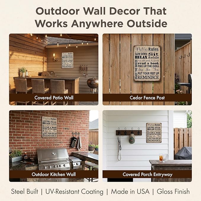 HBA Sun Protected Patio Rules Metal Sign, Guaranteed Not to Fade for 4 Years