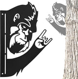 Bigfoot Yard Decor, 11.8 * 7.5” Big Foot Sasquatch Gifts, Bigfoot Metal Victory Sign Gift, Sasquatch Metal Wall Art, Humorous decor for garden, Multiple Styles and Sizes, Easy Aseembly
