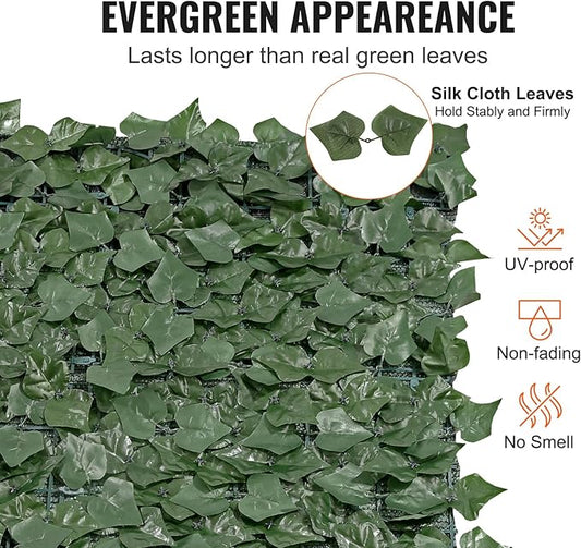 VEVOR Artificial Ivy Privacy Fence Screen, 59 x 158 in Faux Ivy Vine Leaf Hedges Fence, Greenery Privacy Fence with Mesh Cloth Backing, Green Wall Decoration for Outdoor Garden, Yard, Balcony