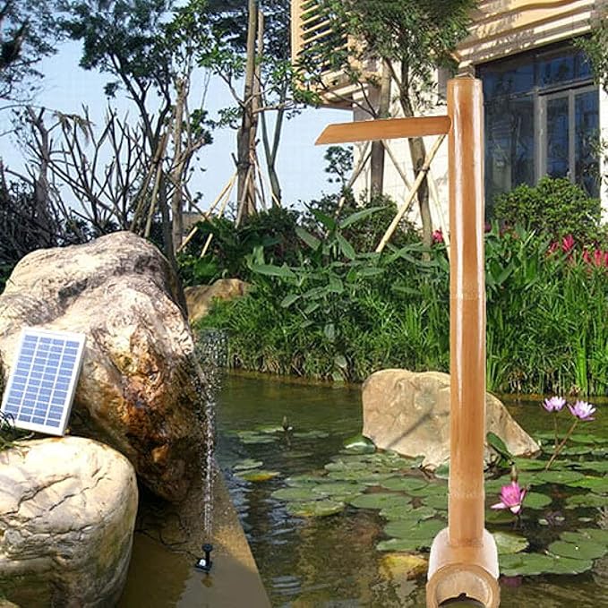 Water Features for The Garden Solar Powered Bird Bath Garden Bamboo Fountain Bamboo Flowing Water Courtyard Decoration Water Features Flowing Water Fish Tank Stone Trough,30cm Decoration,80cm