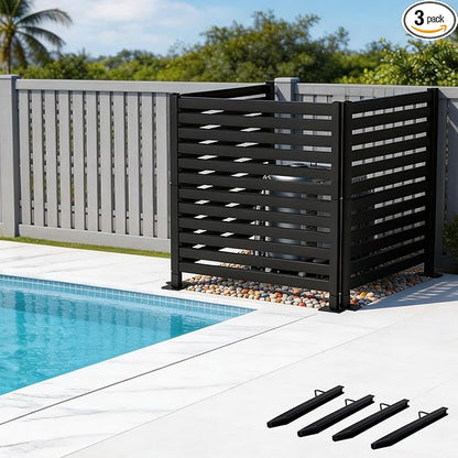 38" W x 42" H x 3 Modular Privacy Screen Kit, 3-Panel Wrought Iron Fence System for Custom Backyard & Patio Enclosures - Hides Multiple AC Units or Creates Dividers