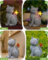 Nacome Cat Outdoor Statues for Garden: Outside Decor with Butterfly Clearance for Yard Art Lawn Ornaments Porch Patio Balcony Home House for Grandma Mom Women