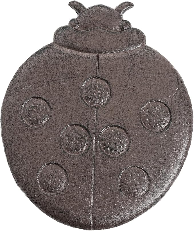Sungmor Cast Iron Ladybug Stepping Stones, Sturdy Metal Stepping Mat for Front Door, Outdoor Walkway Decorative Statue, Garden Path Pavers for Yard Lawn Landscaping