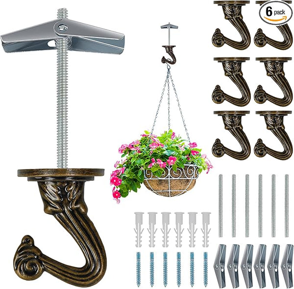 Aidoclip Ceiling Swag Hook Sets - Heavy Duty Hooks with Mounting Hardware for Hanging Plant, Ceiling or Extender Chains - Easy Install with Screws/Brackets