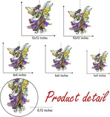 Floral Fairy Acrylic Suncatcher, Boho Suncatchers for Window Hanging Ornament, Stained Glass Effect Indoor Outdoor Garden Decor for Fairy Lover, Gifts for Mother's Day, Mom, Grandma, Wife, Women