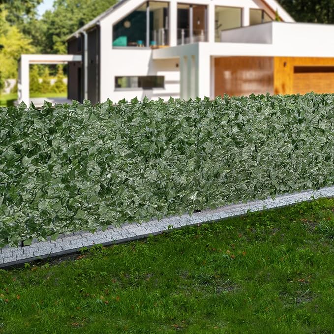VEVOR Artificial Ivy Privacy Fence Screen, 39 x 98 in Faux Ivy Vine Leaf Hedges Fence, Greenery Privacy Fence with Mesh Cloth Backing, Green Wall Decoration for Outdoor Garden, Yard, Balcony