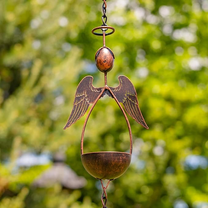 Zaer Ltd. Ornate Hanging Rain Chains (Bronze Finish, Angels)