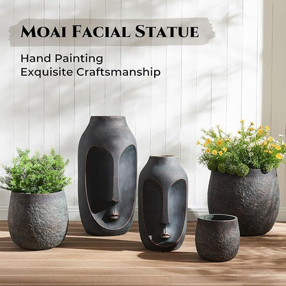 Wallowa 20 Inch Tall Large Statue, Garden & Home Decor, Modern Art, Artificial Stone, Bronze, 1 Pack