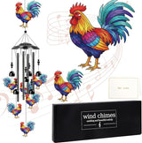 Chicken Wind Chimes for Outside - Chicken Gifts Rooster Decor for Women Men Mothers Day Christmas Housewarming Gifts, Coloful Metal Wind Chimes for Outdoor Garden Yard Decor