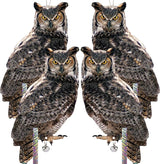 4PCS Fake Owl to Keep Pigeon Away from Balcony Hanging Flat Garden Owls with Reflective Tape Plastic Owl to Scare Squirrel for Outdoor Garden House Window Patio Yard Front Porch Backyard